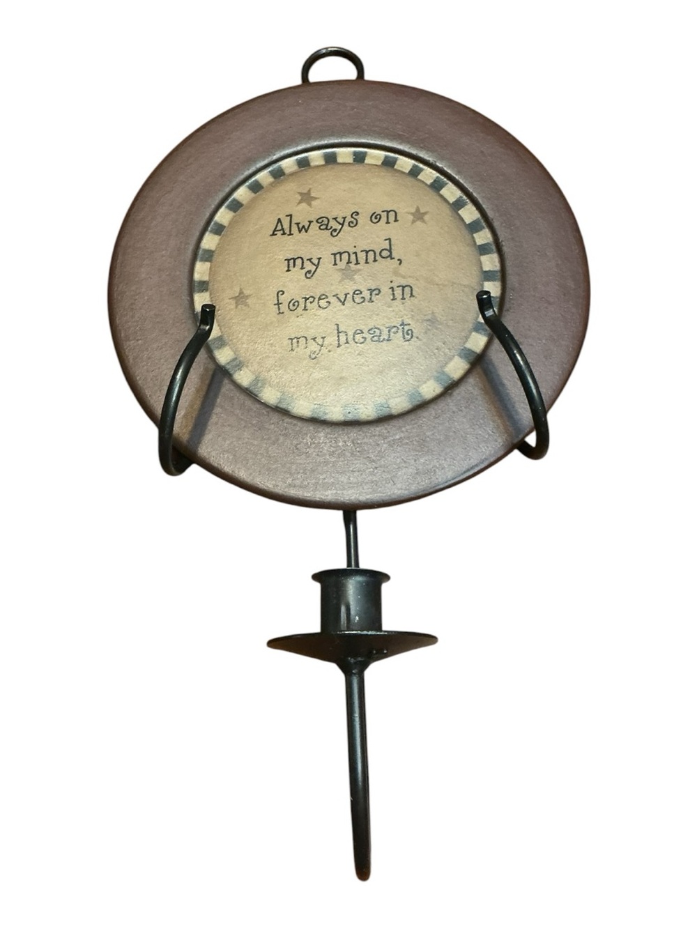 💟 Primitive Country Wall Candle Sconce W/Decorative Plate